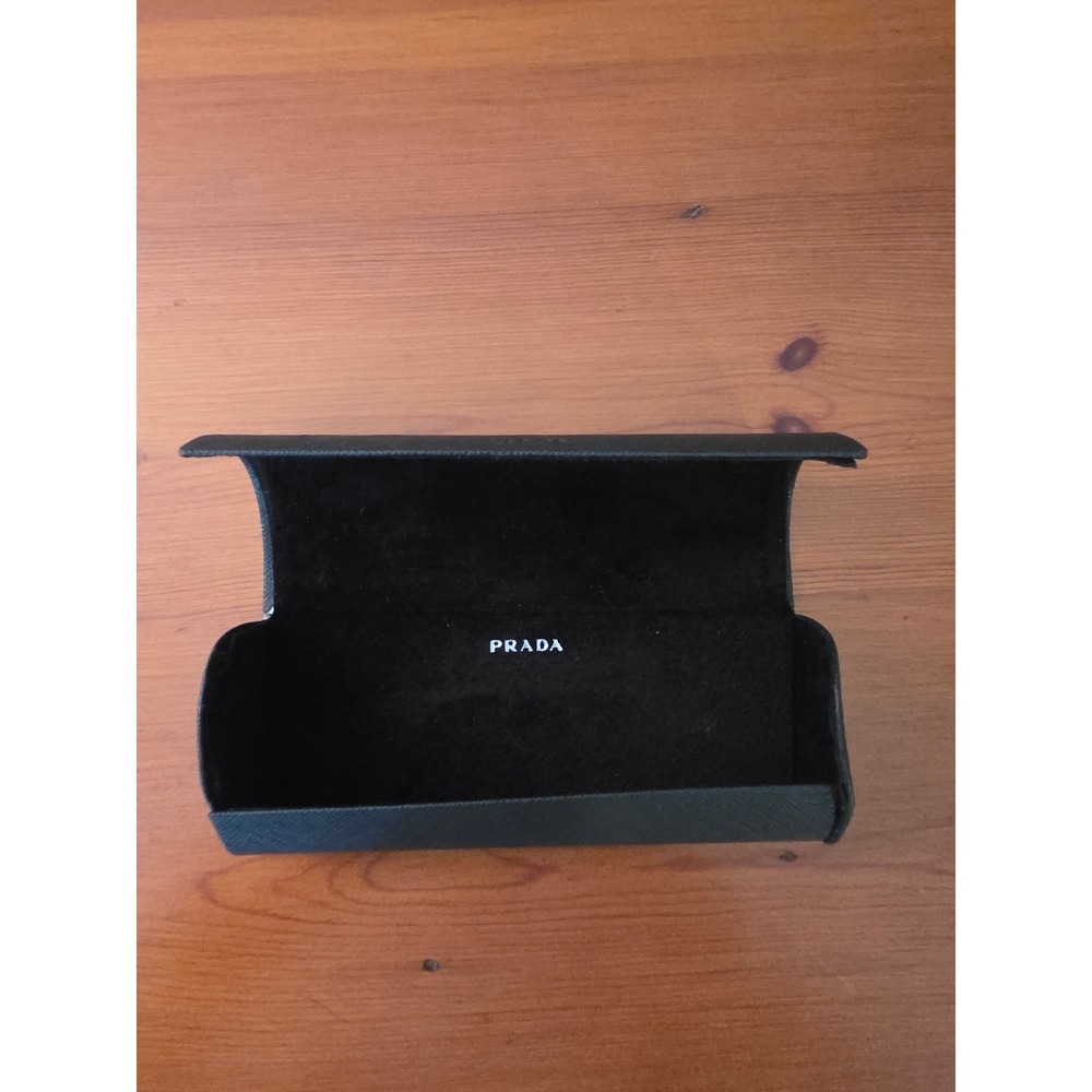 Prada Black Saffiano Leather Sunglasses Case Hard Shell Magnetic Closure Eyewear